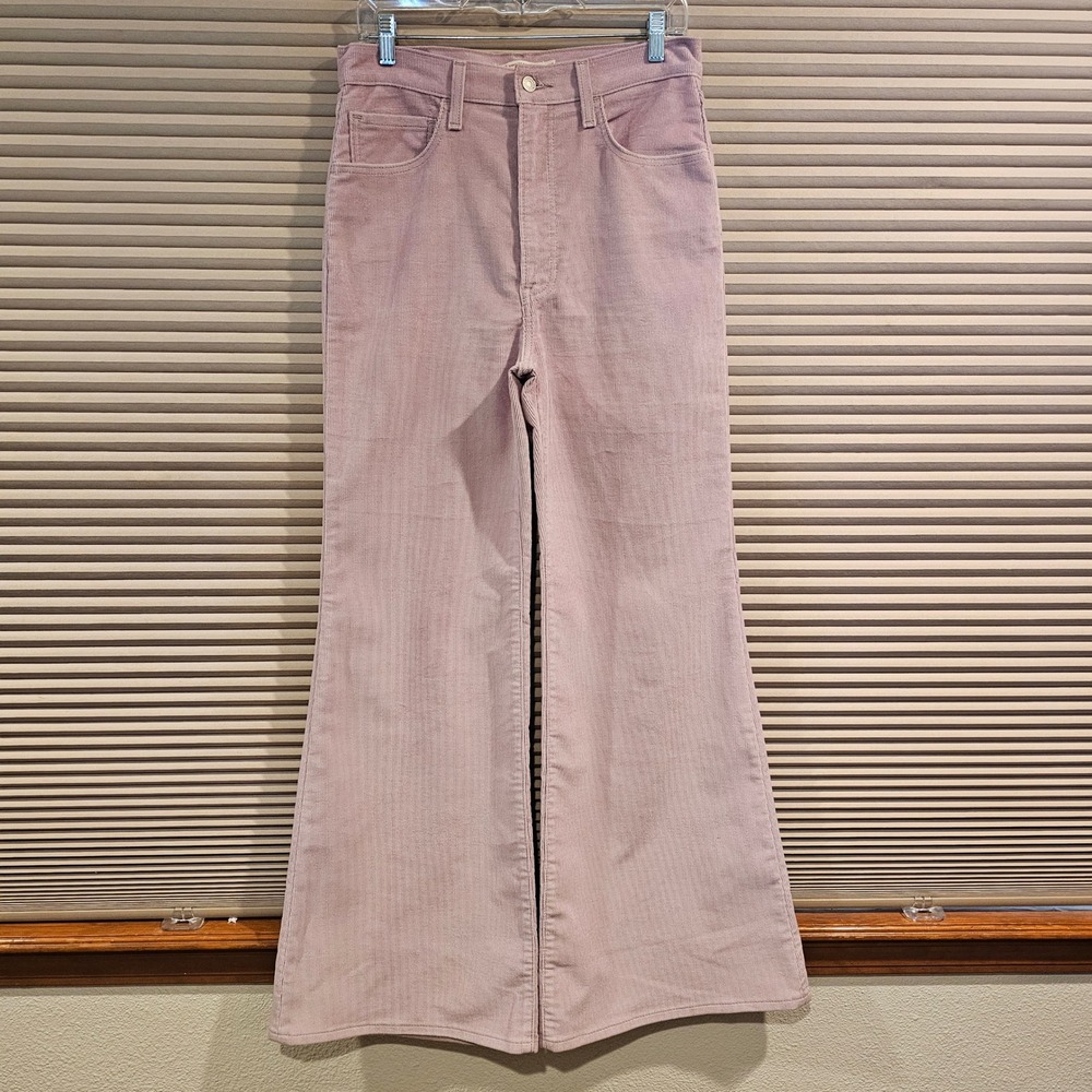 Levis Ribcage Bell Corduroy Pants Mauve Pink High Rise Flare Leg Womens 30